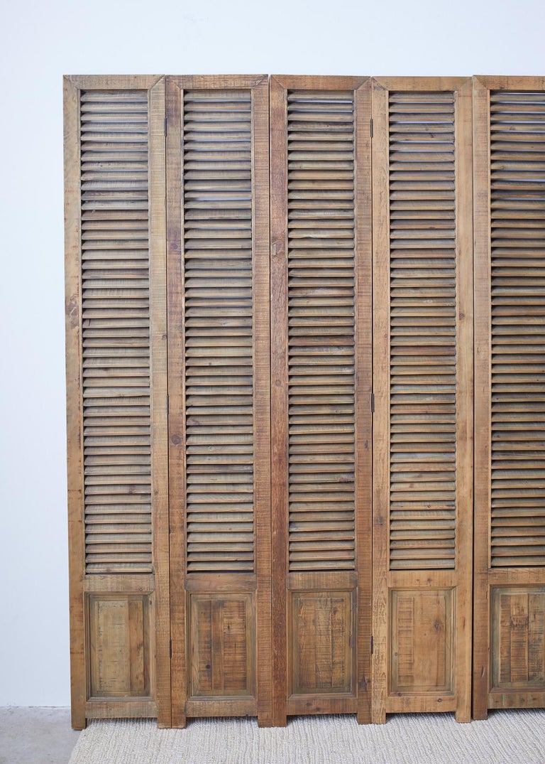 TwelvePanel Pine Louvered Shutter Folding Screen at 1stDibs louvered