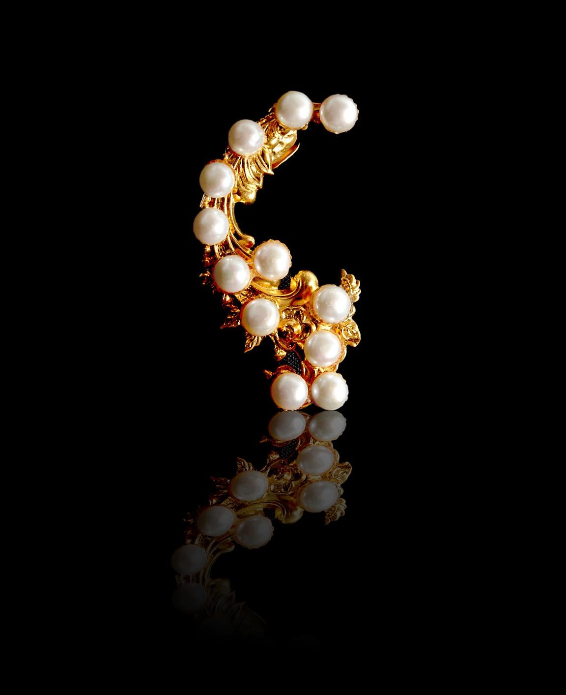 Modern Twelve Pearl Baroque Earcuff For Sale