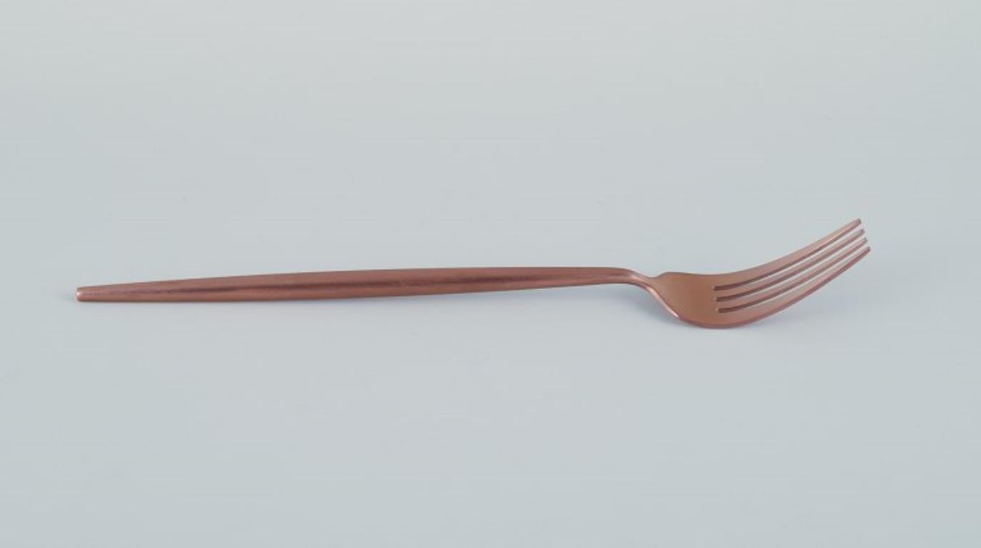 Modern Twelve-person modernist dinner cutlery set in brass. For Sale