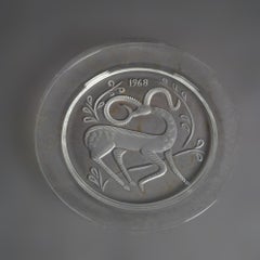 Twelve-Piece French Lalique Commemorative Crystal Plate Set 20th C