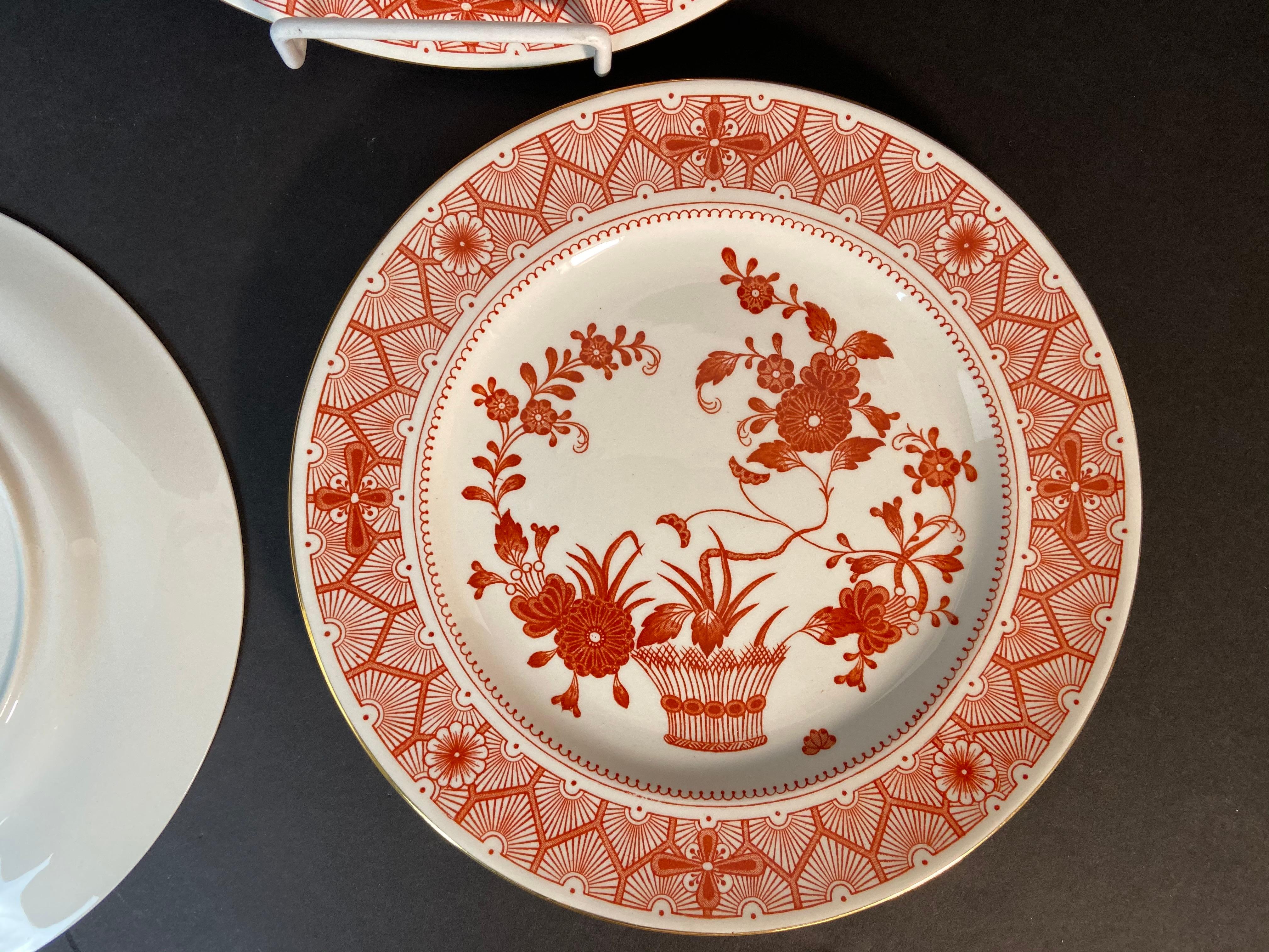 Twelve Plates by Royal Crown Derby Chandos Pattern Burnt Orange and White 1