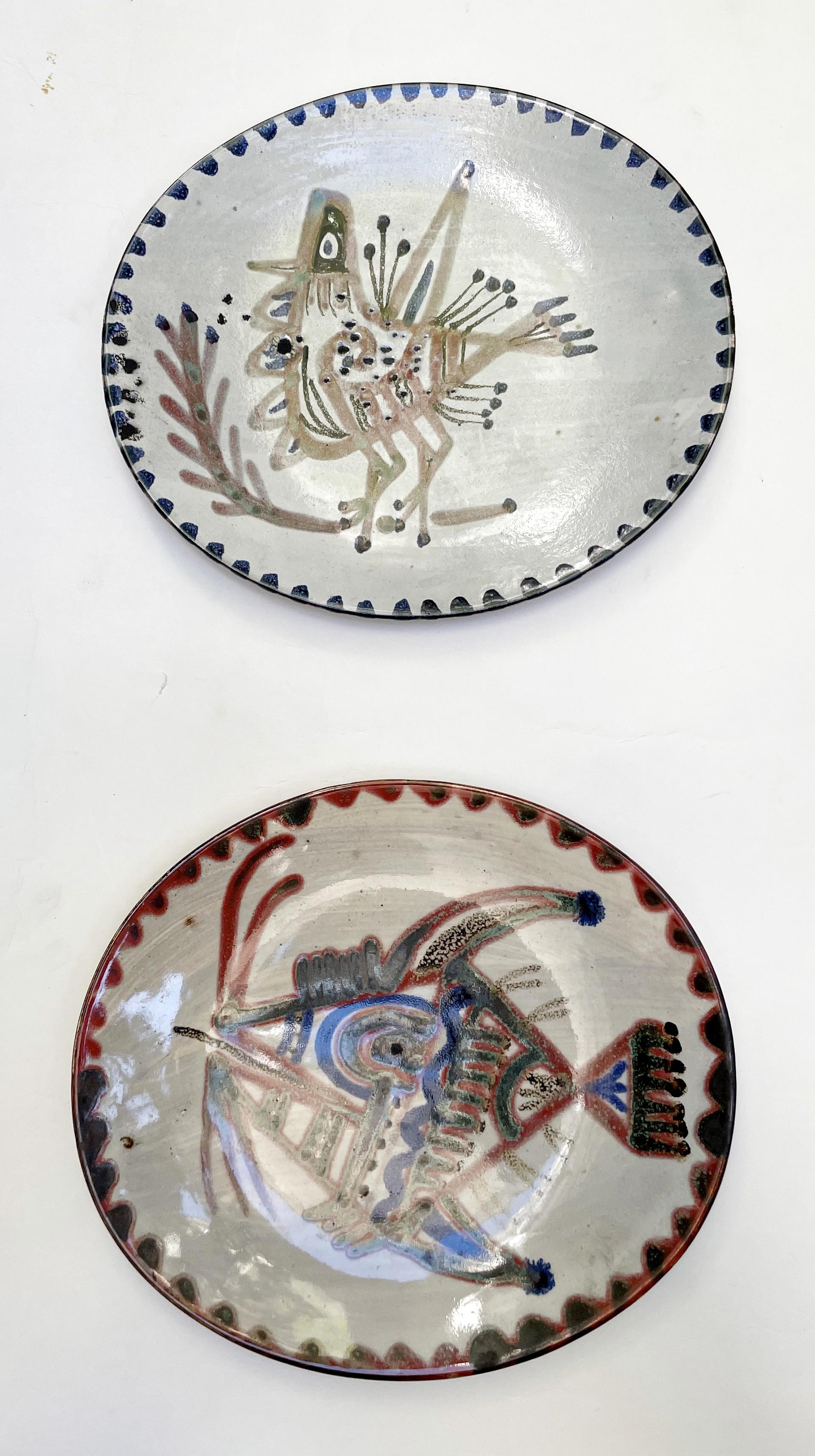 Glazed Twelve Plates, Jean Derval and Gustave Reynaud, Le Mûrier Vallauris 1960