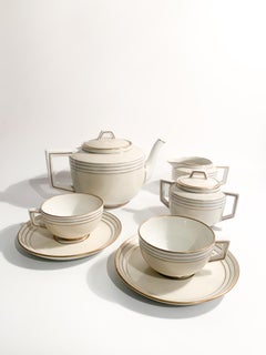 Twelve Richard Ginori Decò Tea Set in Porcelain from the 1940s