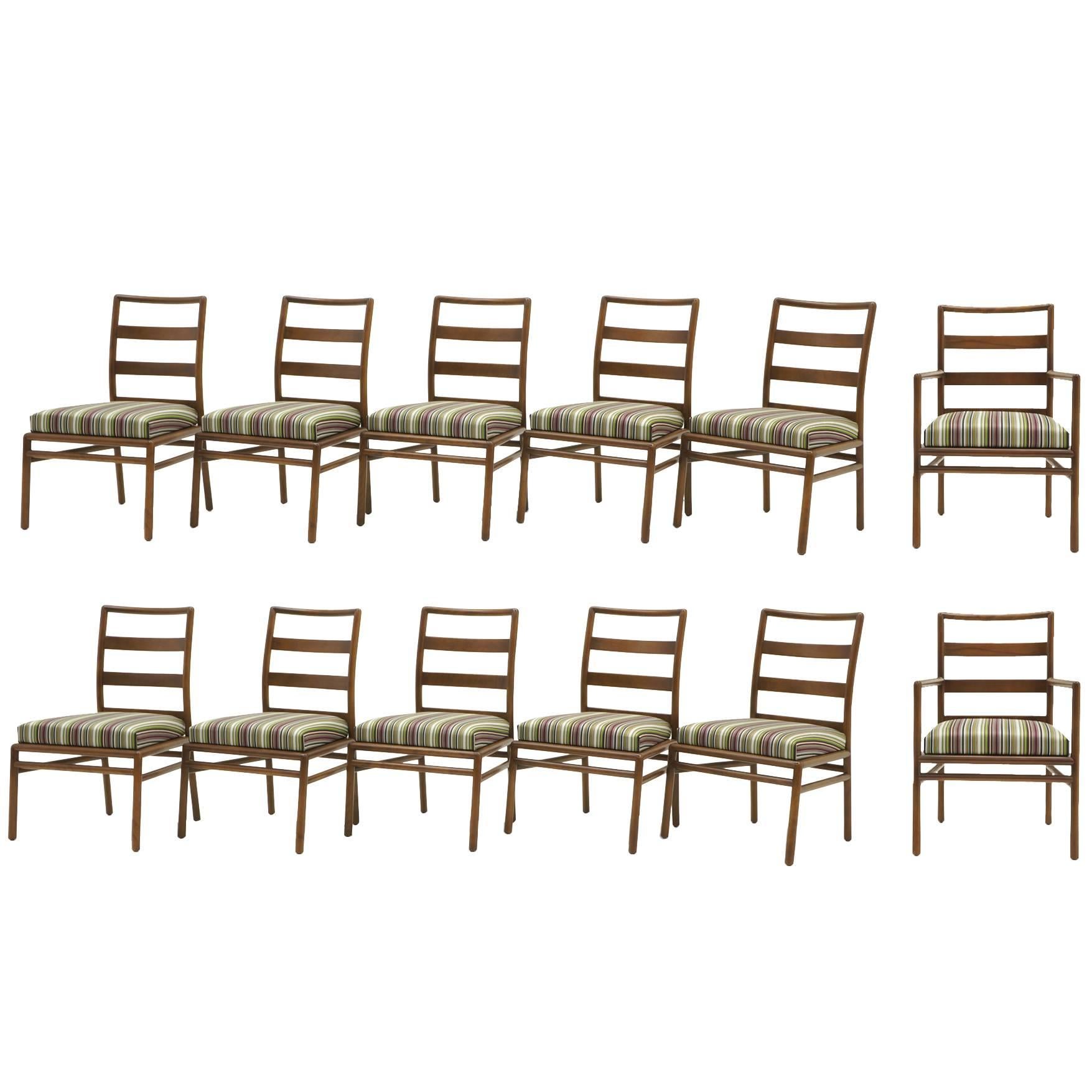 Twelve Robsjohn-Gibbings for Widdicomb Dining Chairs, 10 Armless and 2 Armchairs