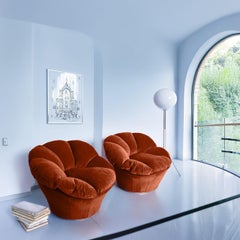 Twelve Round Cangaroo Orange Velvet Armchair