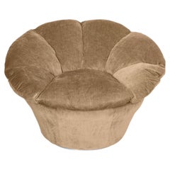 Twelve Round Caramel Beige Velvet Armchair