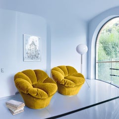 Twelve Round Earthy Gold Velvet Armchair