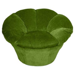 Twelve Round Moss Green Velvet Armchair