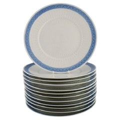 Twelve Royal Copenhagen Blue Fan Dinner Plates, 1960s / 70s