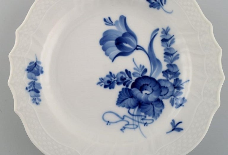 Danish Twelve Royal Copenhagen Blue Flower Curved Plates, 1960s