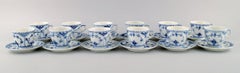 Twelve Royal Copenhagen Blue Fluted Half Lace Coffee Cups with Saucers, 1960s