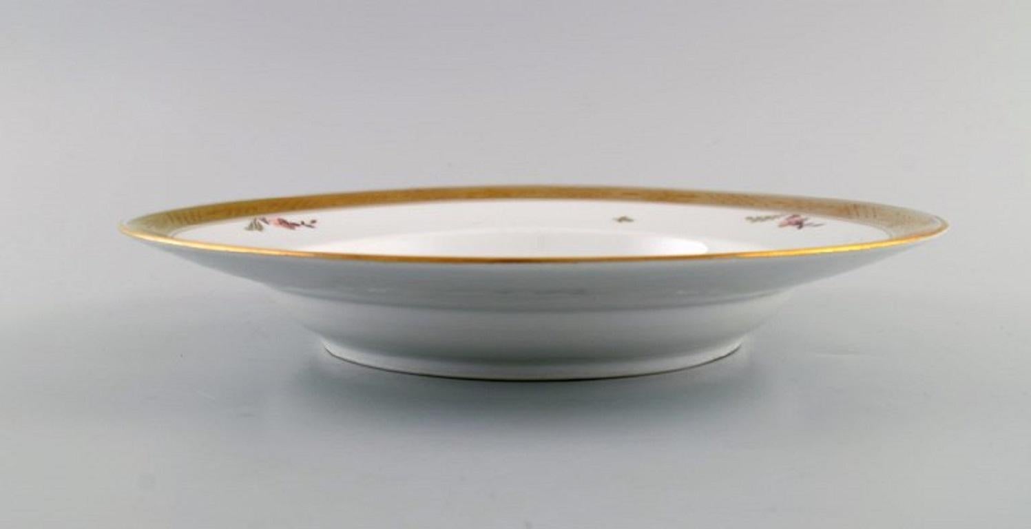 20th Century Twelve Royal Copenhagen Gold Basket Deep Plates in Porcelain with Flowers For Sale