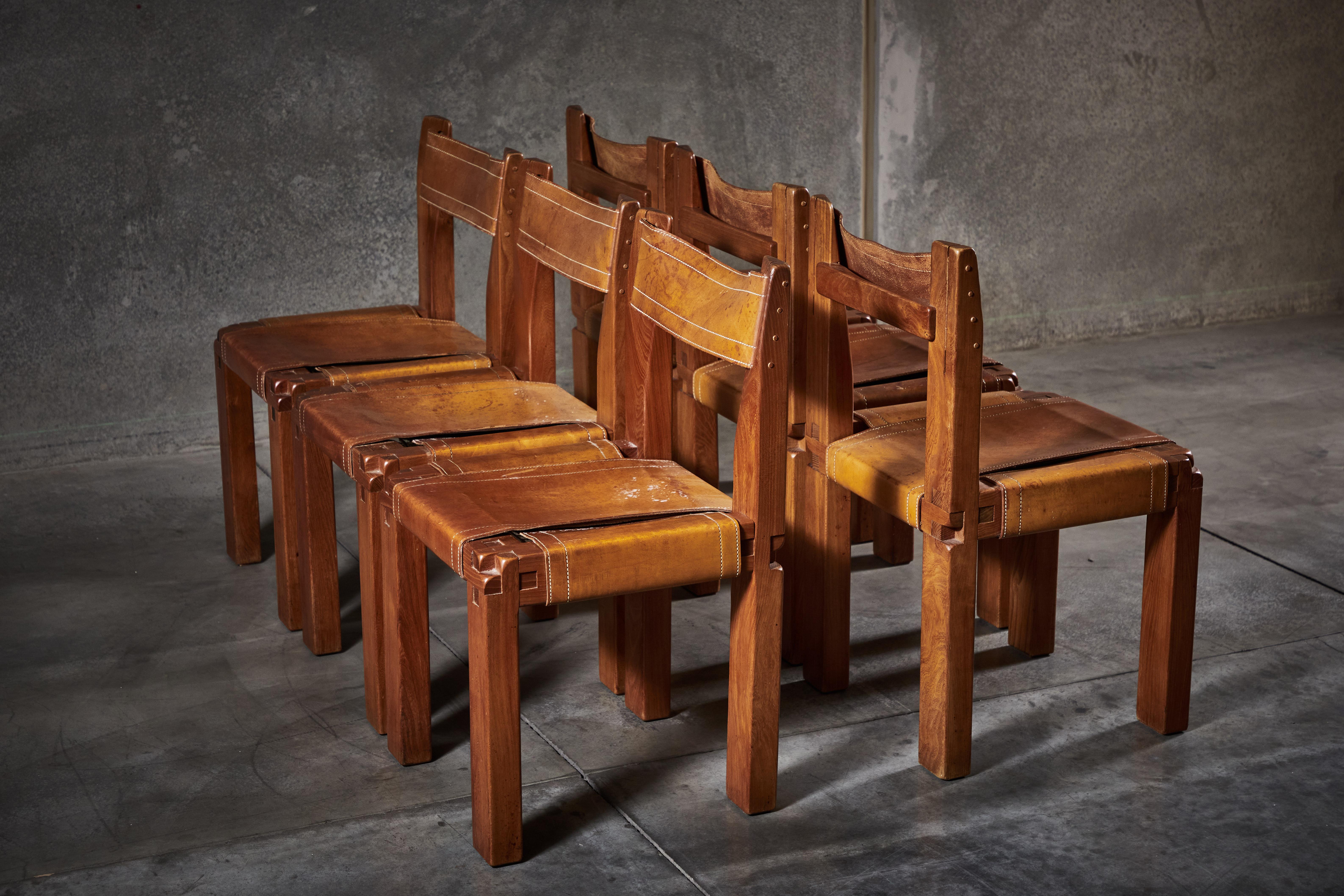 French Twelve S11 Chairs by Pierre Chapo