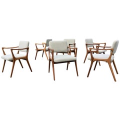 Twelve Sculptural Dining Chairs in the Style of Gio Ponti