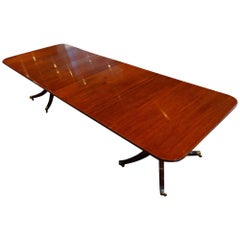 Twelve-Seat Twin Pillar Mahogany Georgian Style Dining Table