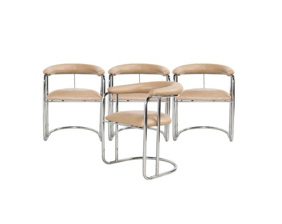 This attractive set of twelve, designed by the legendary Anton Lorenz. The man who brought tubular steel furniture to the masses. The classic bauhaus design features a sleek, sculptural profile with clean, geometric lines and gentle curves to create