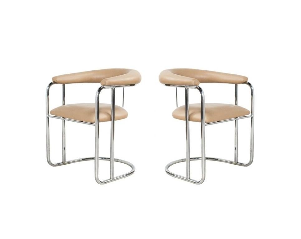 Tappezzeria Dodici eleganti sedie da pranzo cromate di Anton Lorenz per Thonet in vendita