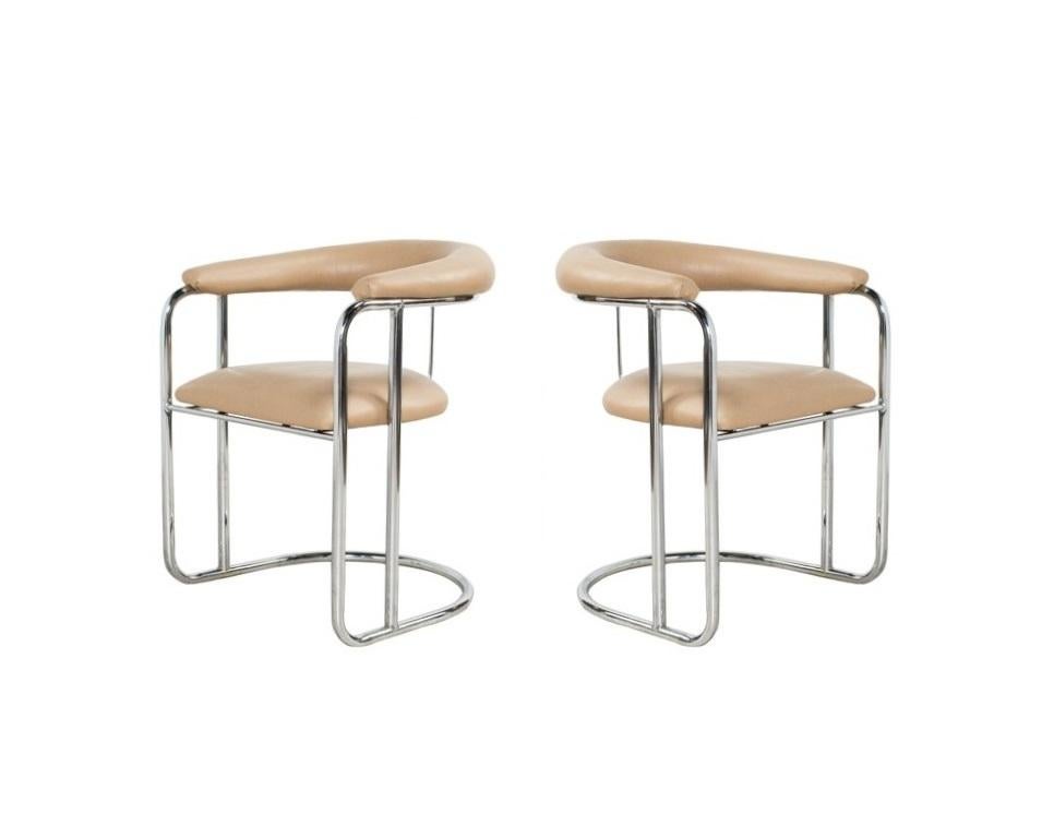 Tissu d'ameublement Douze chaises de salle à manger chromées par Anton Lorenz pour Thonet en vente