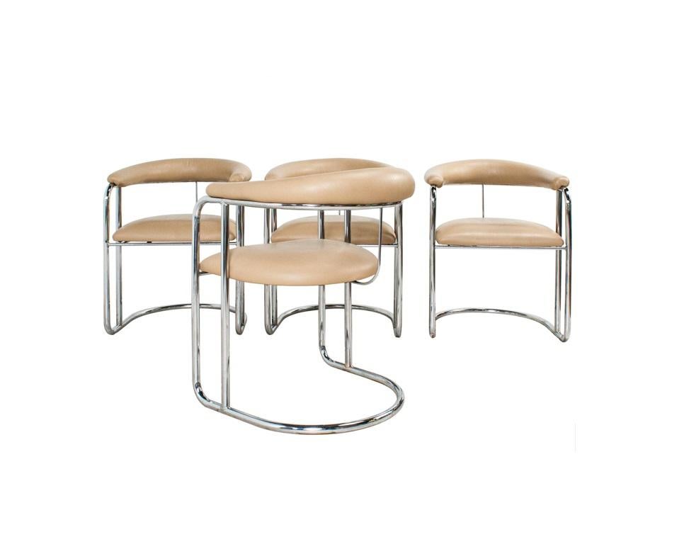 Twelve Sleek Chrome Dining Chairs by Anton Lorenz for Thonet For Sale 2