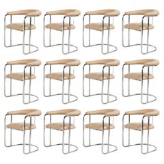 Twelve Sleek Chrome Dining Chairs by Anton Lorenz for Thonet