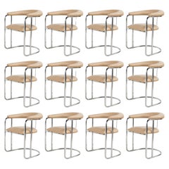 Douze chaises de salle à manger chromées par Anton Lorenz pour Thonet