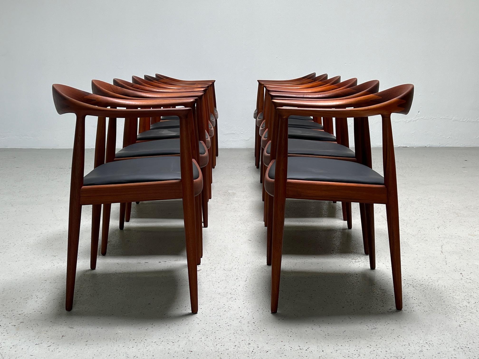 Twelve Teak Round Chairs by Hans Wegner In Good Condition In Dallas, TX