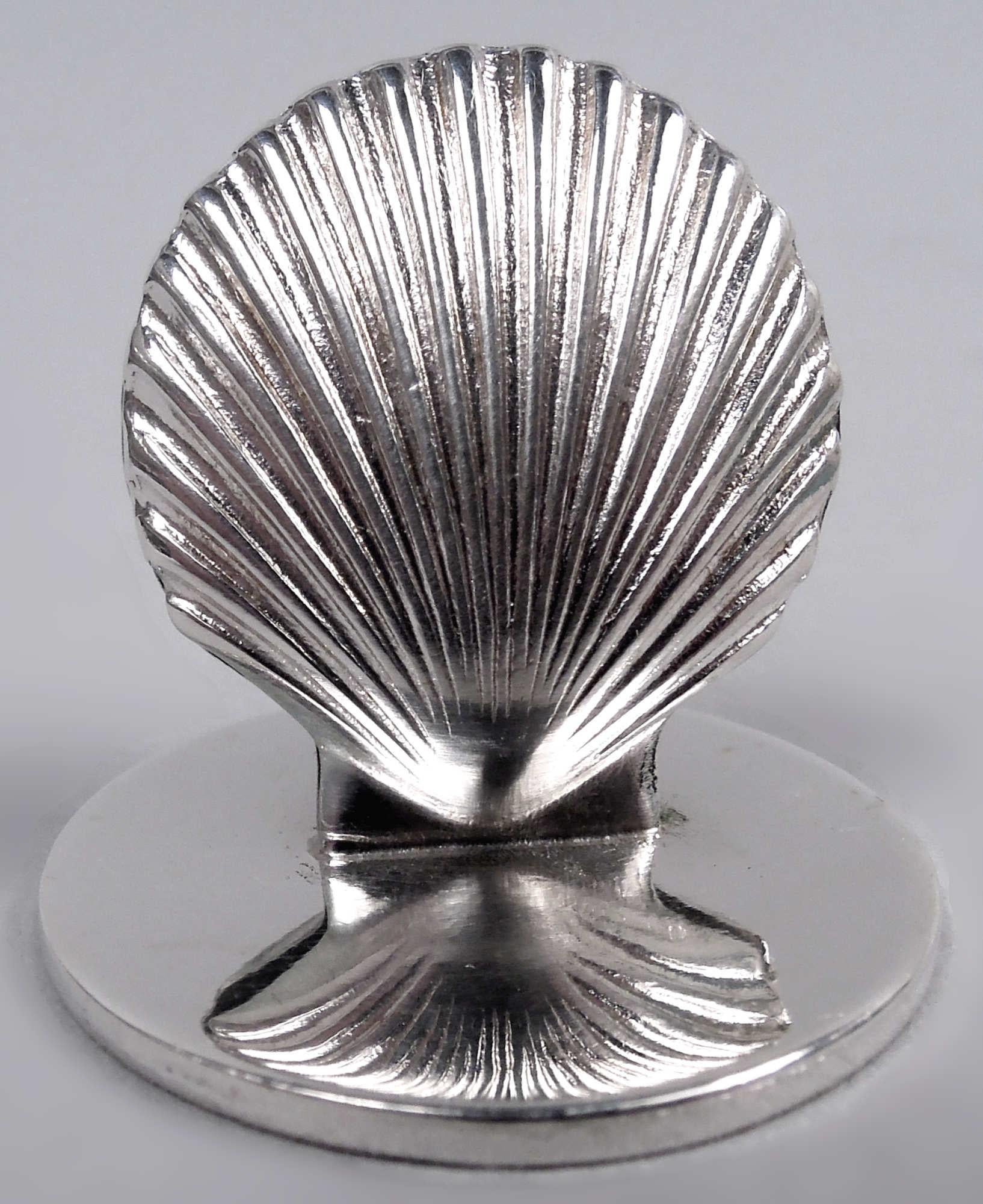 Neoclassical Twelve Tiffany Midcentury Classical Scallop Shell Place Card Holders For Sale