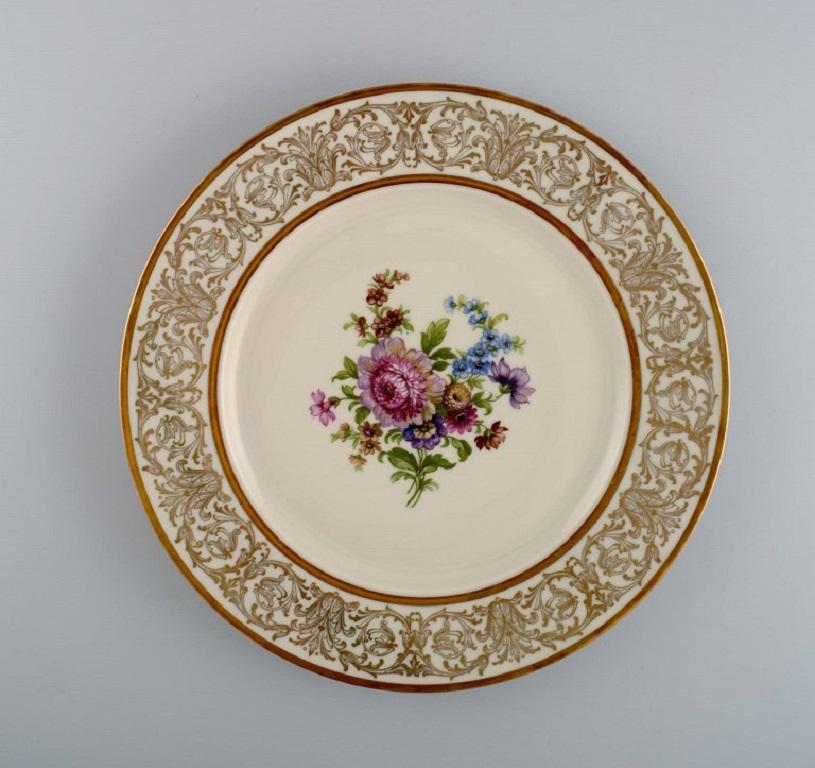 German Twelve Tirschenreuth Dinner Plates in Porcelain Decorated with Flowers