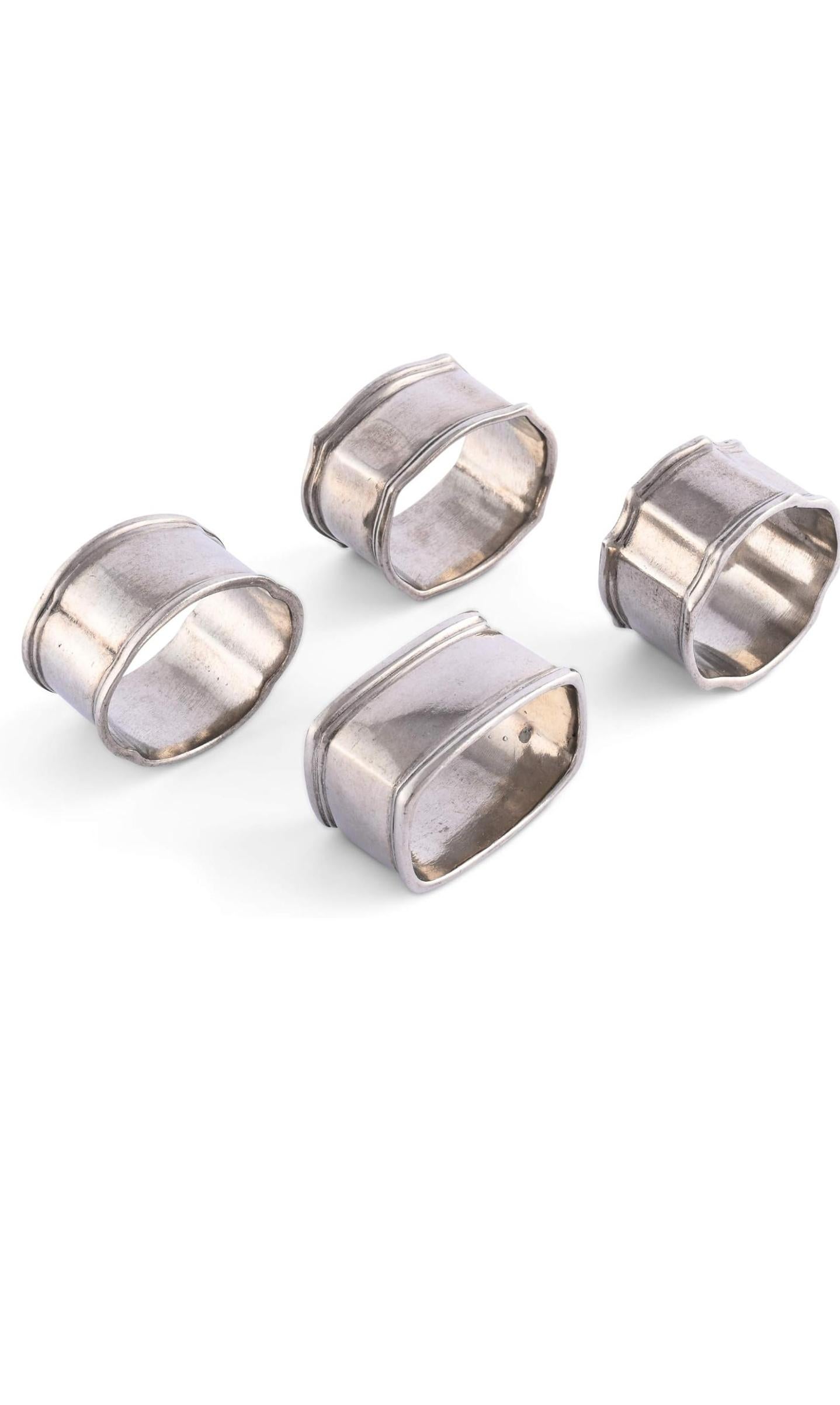 Hand-Crafted Twelve Vagabond House Pewter Classic Napkin Ring Set