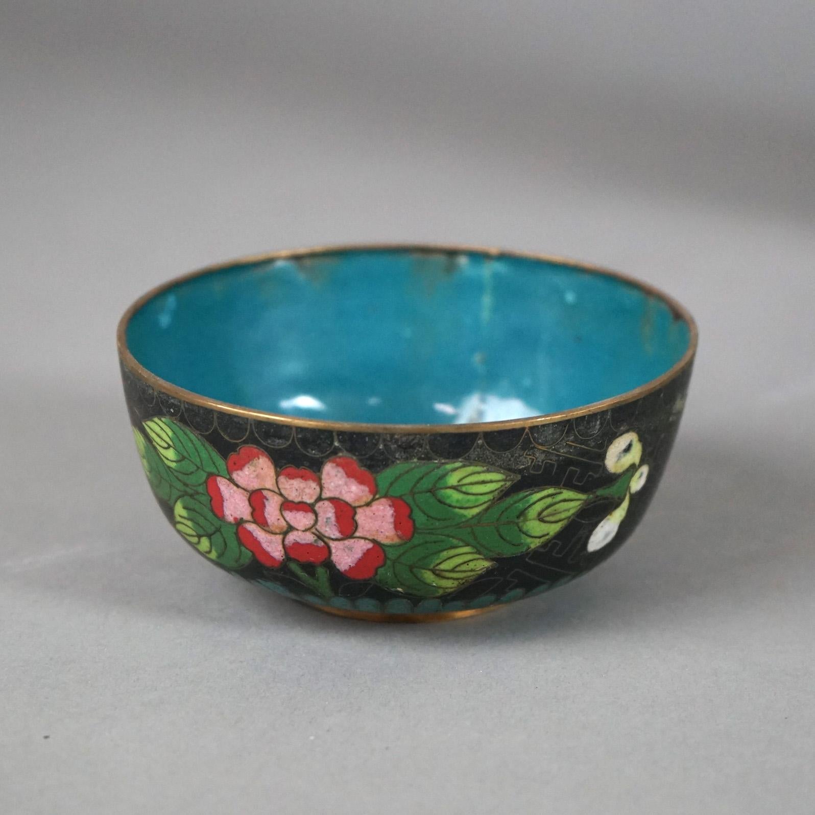 Twelve Various Chinese Cloisonne Floral Enameled Items C1920 For Sale 7