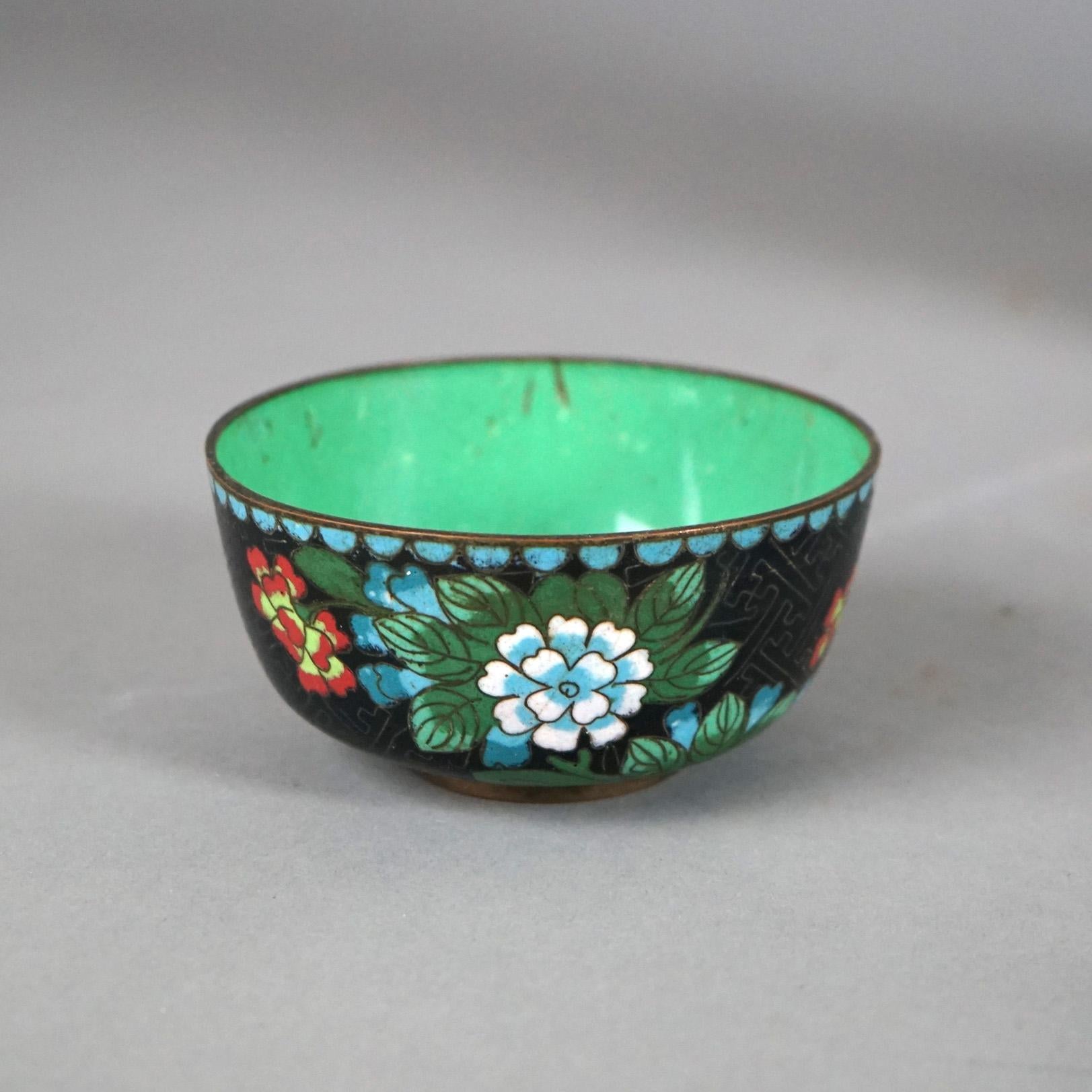Twelve Various Chinese Cloisonne Floral Enameled Items C1920 For Sale 8