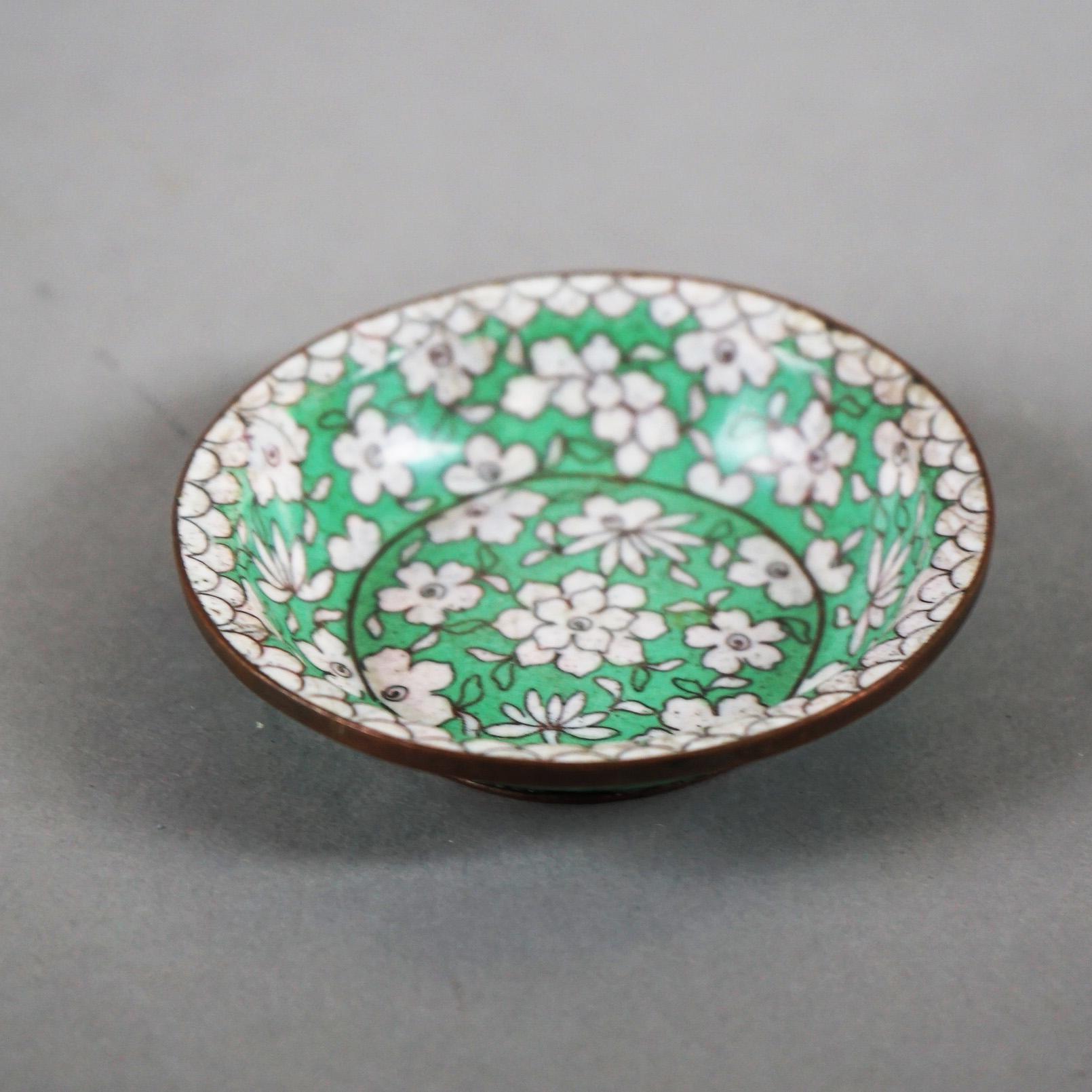 Metal Twelve Various Chinese Cloisonne Floral Enameled Items C1920 For Sale