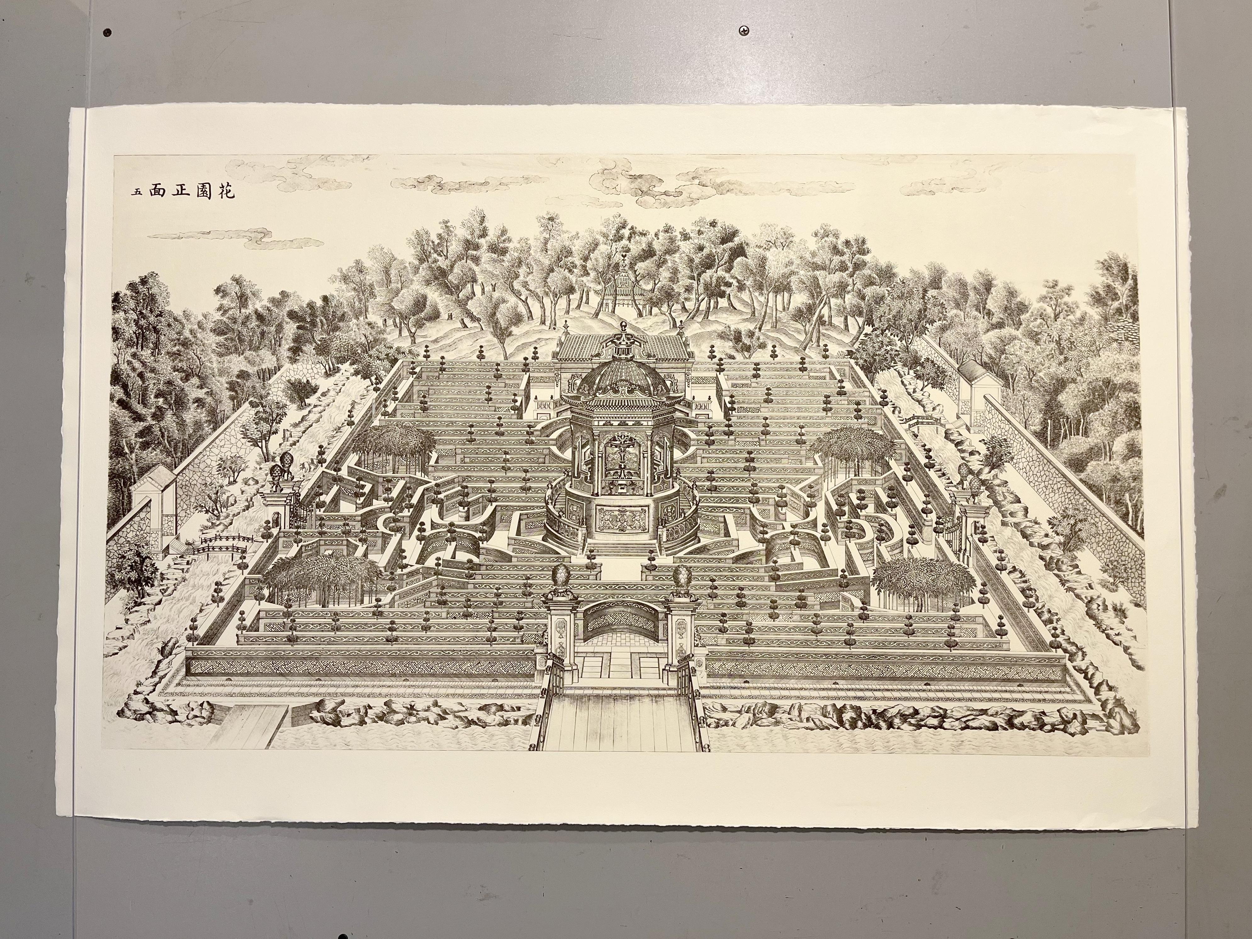 Late 20th Century Twelves Etchings Pavilions And Gardens In The Imperial Grounds Of YUANMINGYUAN For Sale
