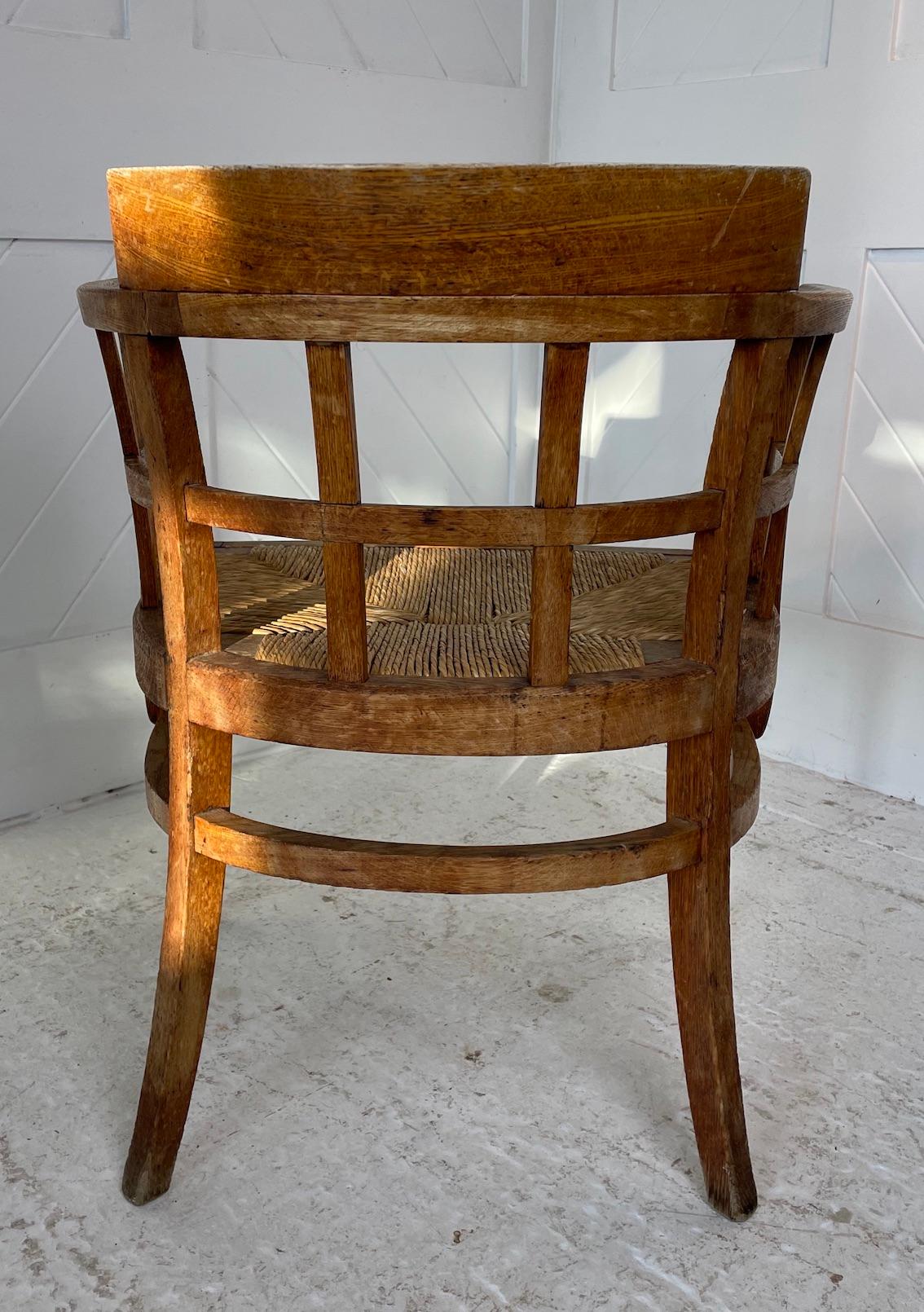 Arts and Crafts Twenties Heals Oak Lattice Back Desk Chair