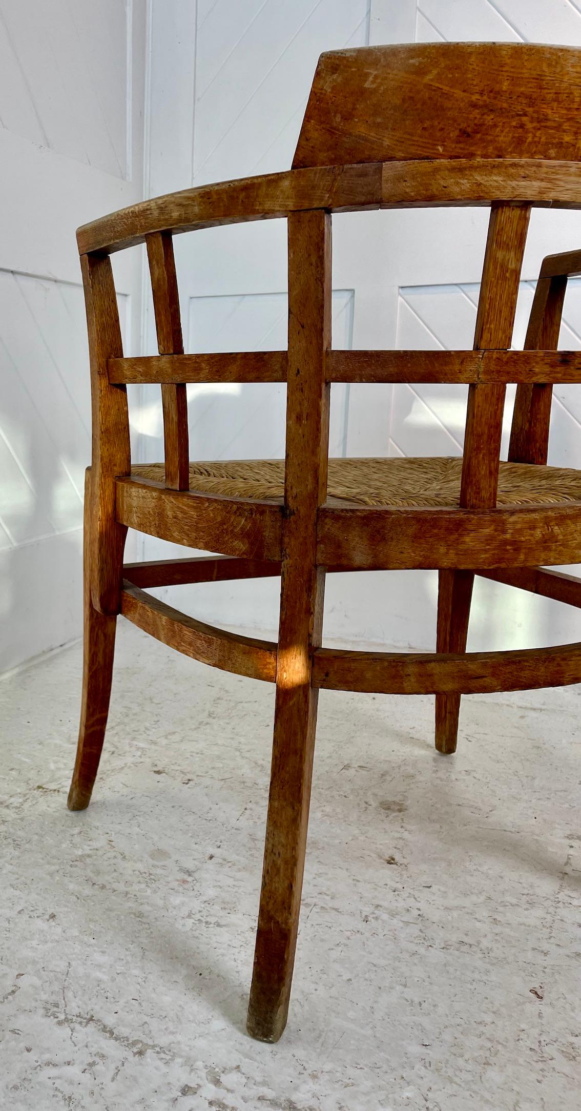 English Twenties Heals Oak Lattice Back Desk Chair