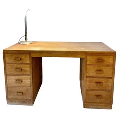 Antique Twenties Oak Pedestal Desk by Heal & Son