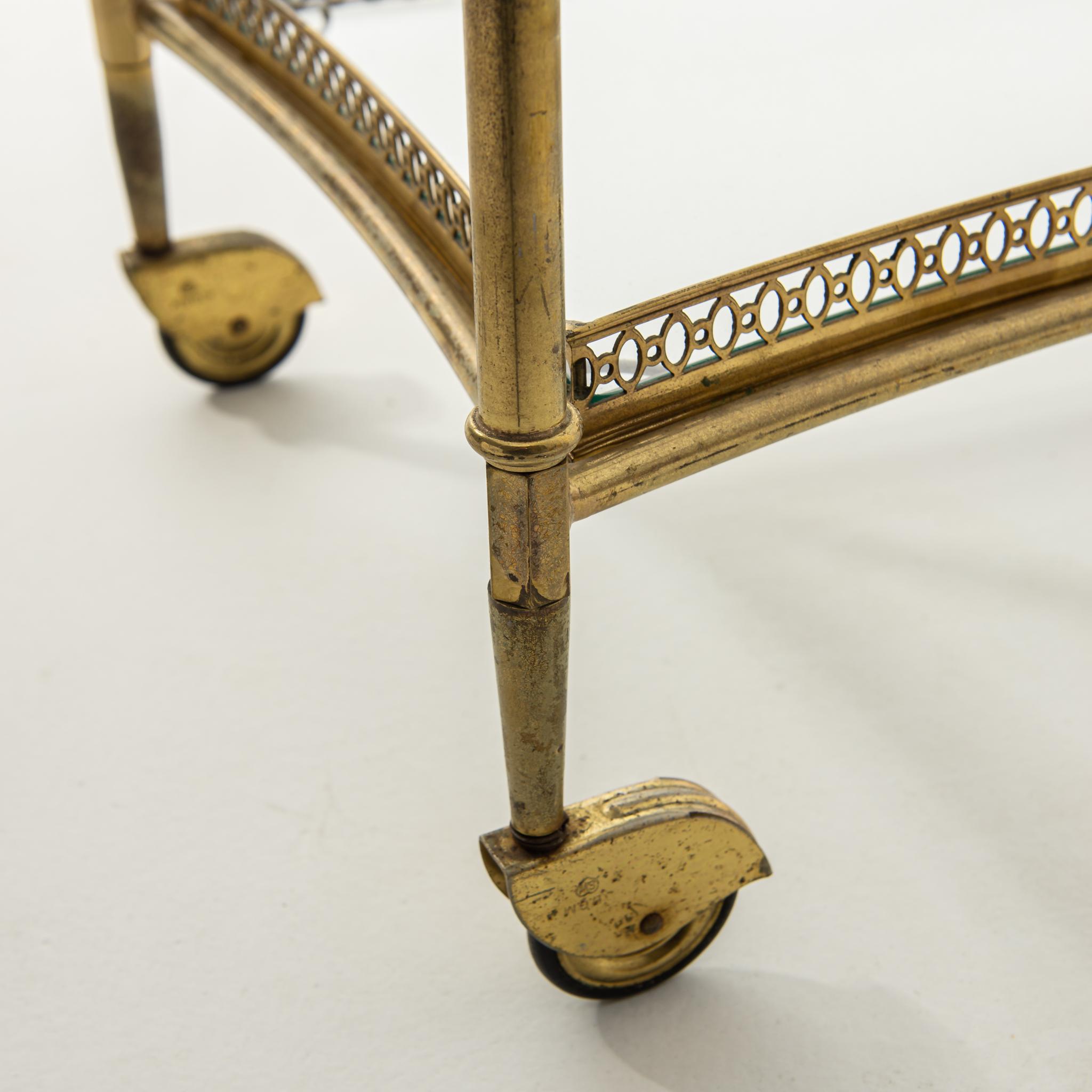 Twentieth Century French Brass Bar Cart 1