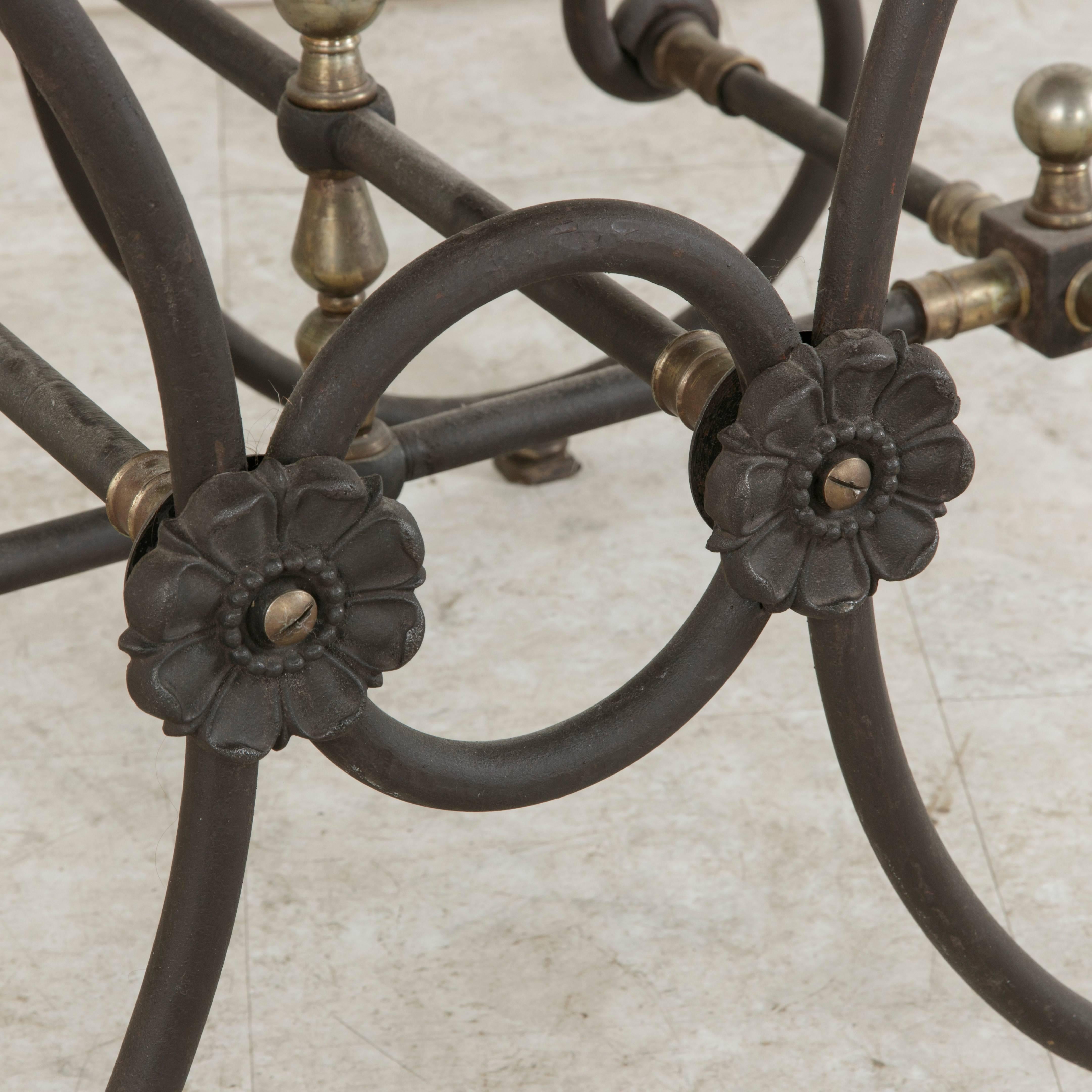 20th Century French Iron Pastry Table with Marble Top and Brass Detailing 7
