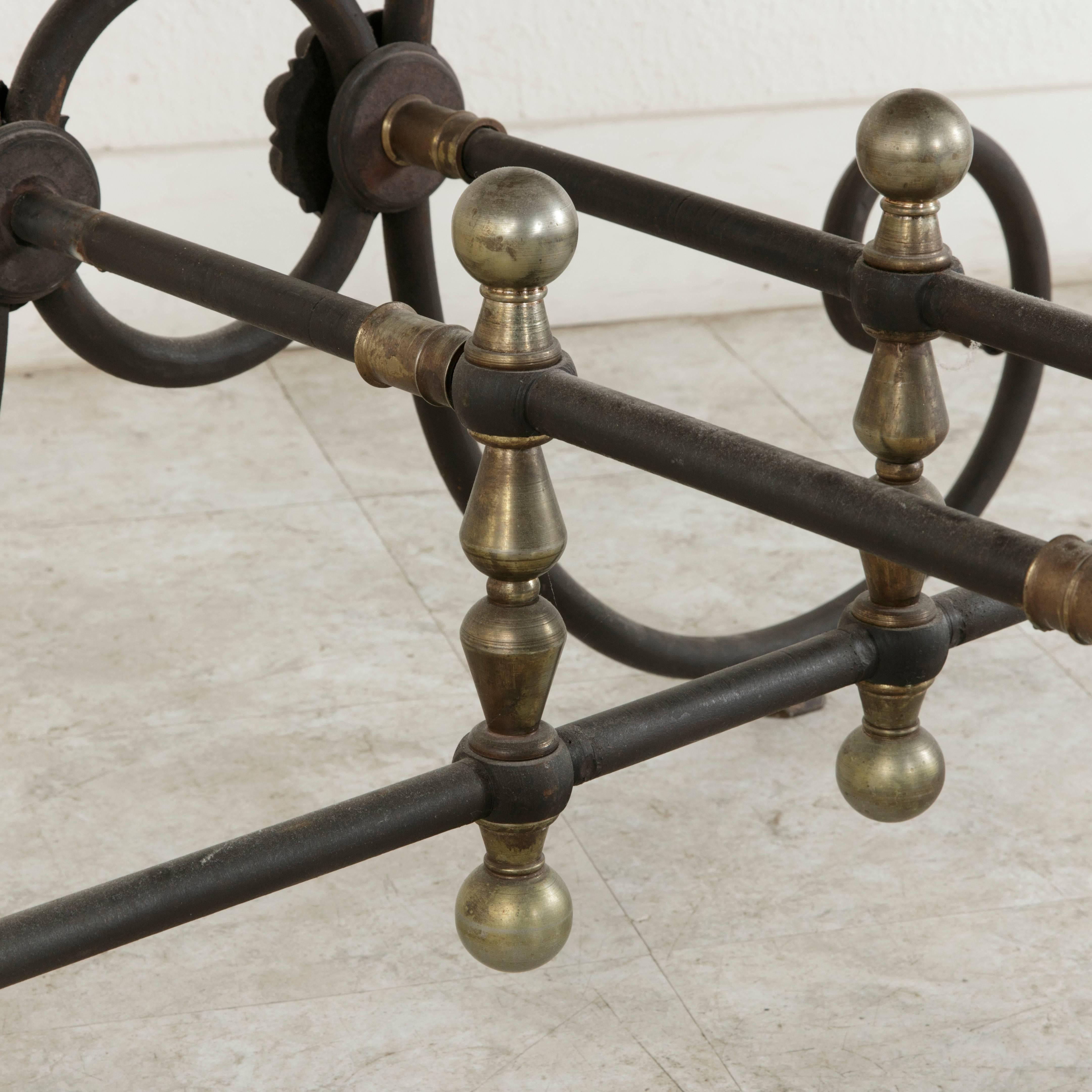 20th Century French Iron Pastry Table with Marble Top and Brass Detailing 8