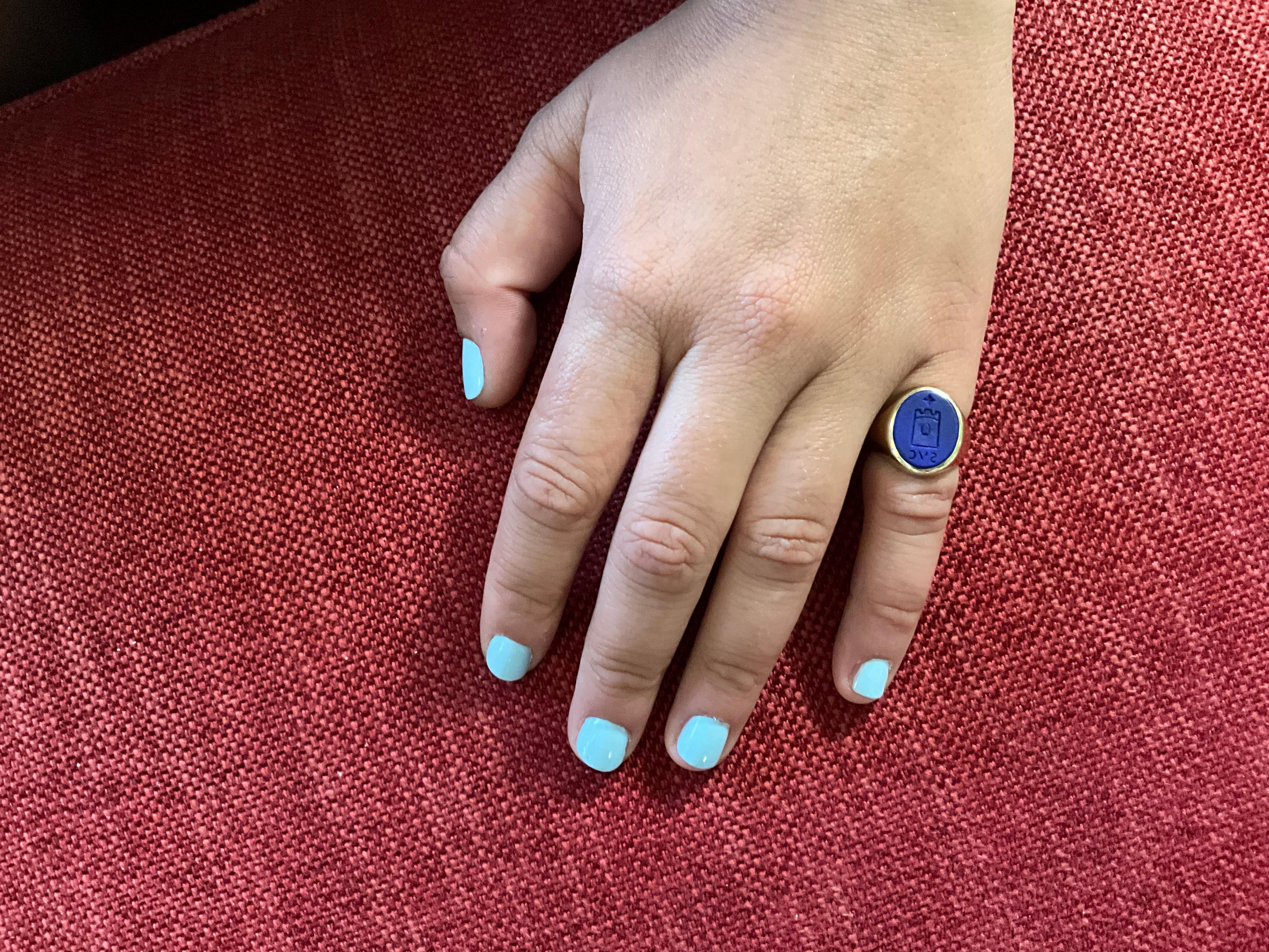 Twentieth Century  Lapis Lazuli Signet Ring engraved 