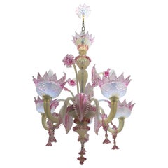 Vintage 20th Century Modern Murano Glass Chandelier "Ca'Rezzonico" Style, 1950s