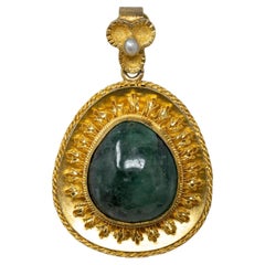 Vintage Twenty Carat Emeralds & 14k Gold Ladies Pendant