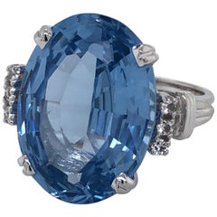 Retro Twenty Carat London Blue Topaz White Gold Ring