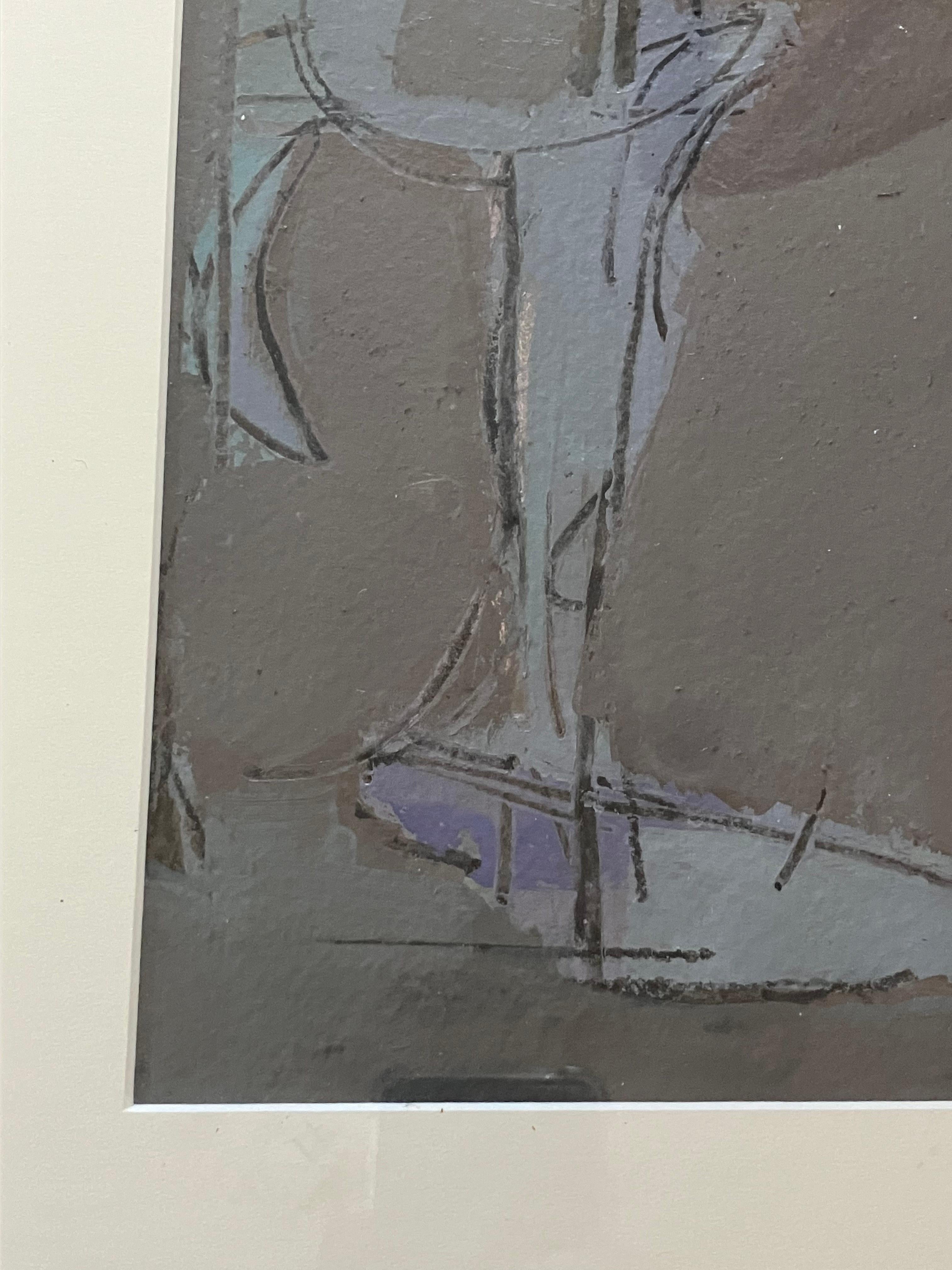 Postmoderne Peinture technique mixte du vingtième siècle à l'encre et à la gouache de Veronica Benning en vente