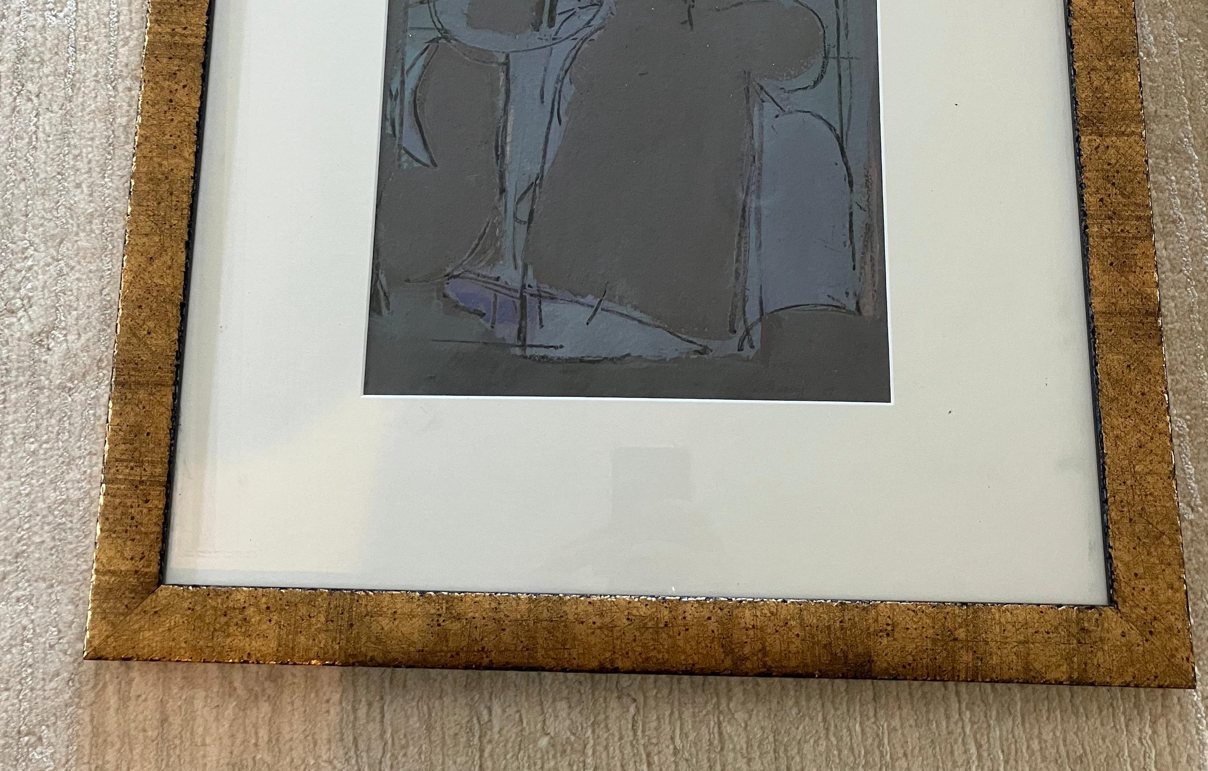 Peint à la main Peinture technique mixte du vingtième siècle à l'encre et à la gouache de Veronica Benning en vente