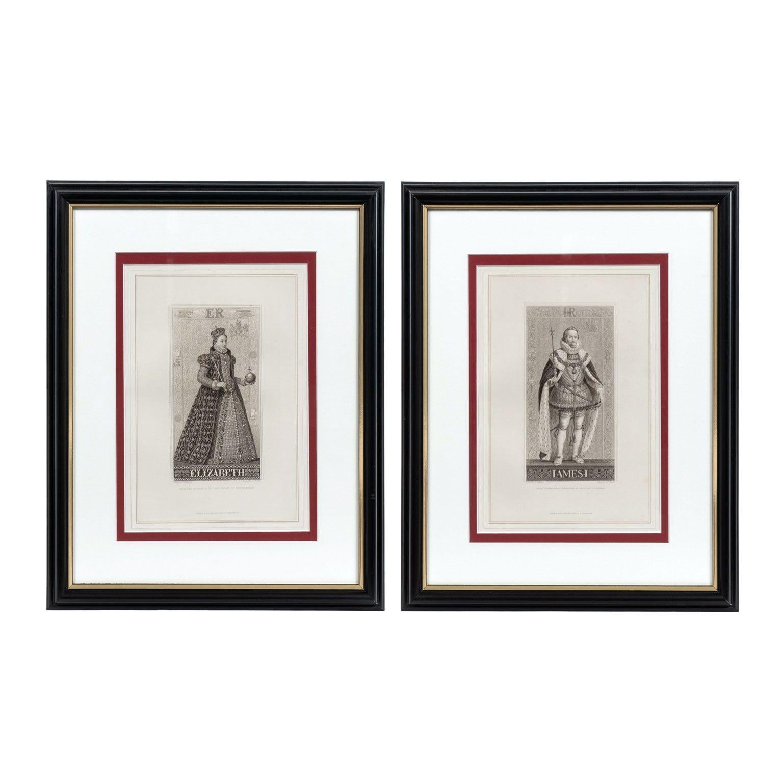 Twenty Framed Steel Engravings of English Monarchs In Good Condition For Sale In Houston, TX