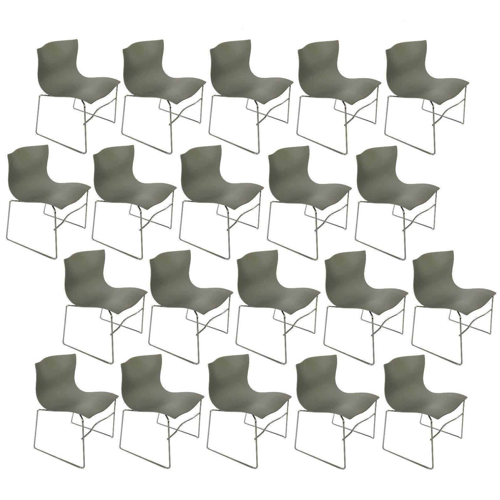 Twenty Massimo Vignelli Handkerchief Chairs for Knoll in Gray For Sale