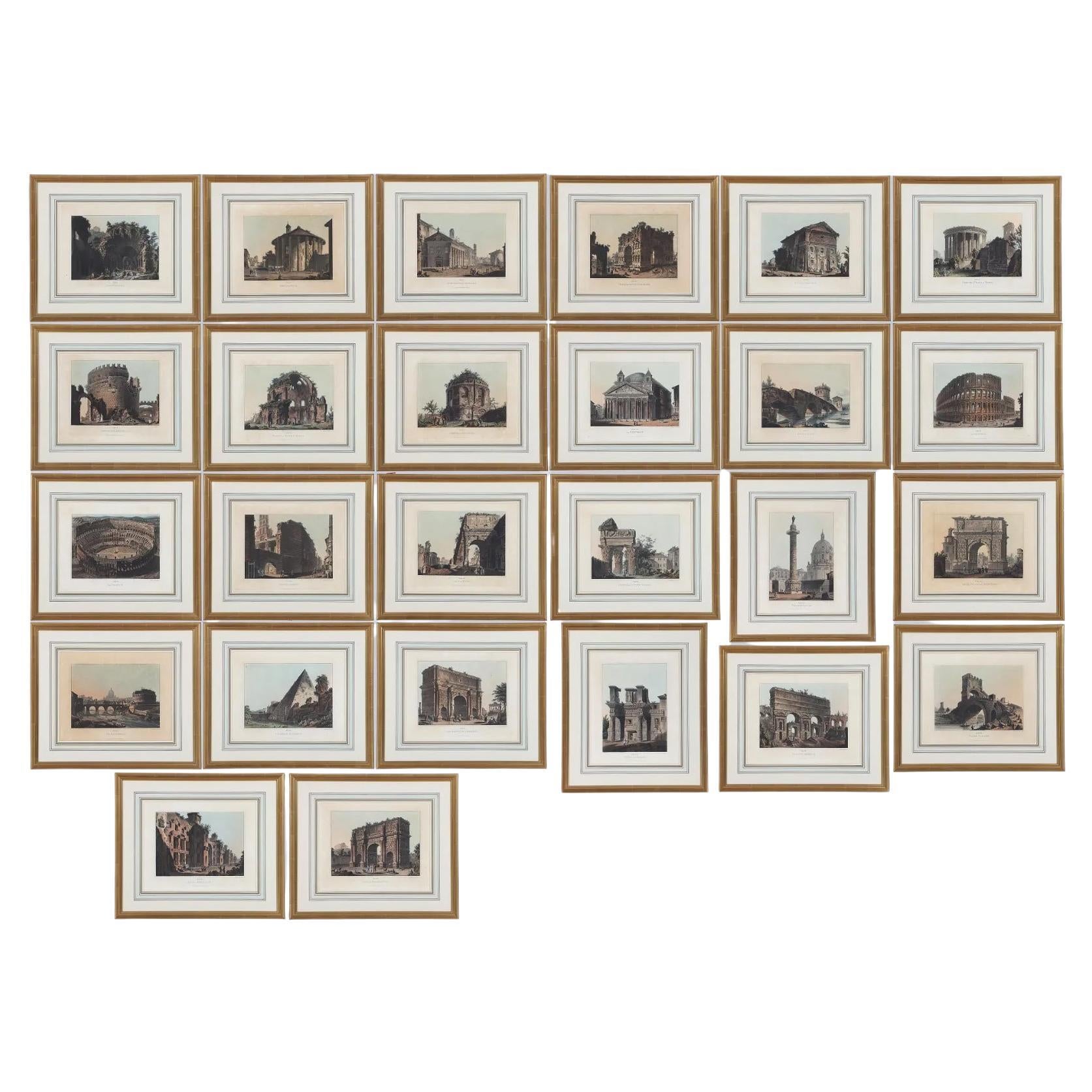  Twenty Six Framed Engravings Of " Views of  Ancient Buildings in Rome" For Sale