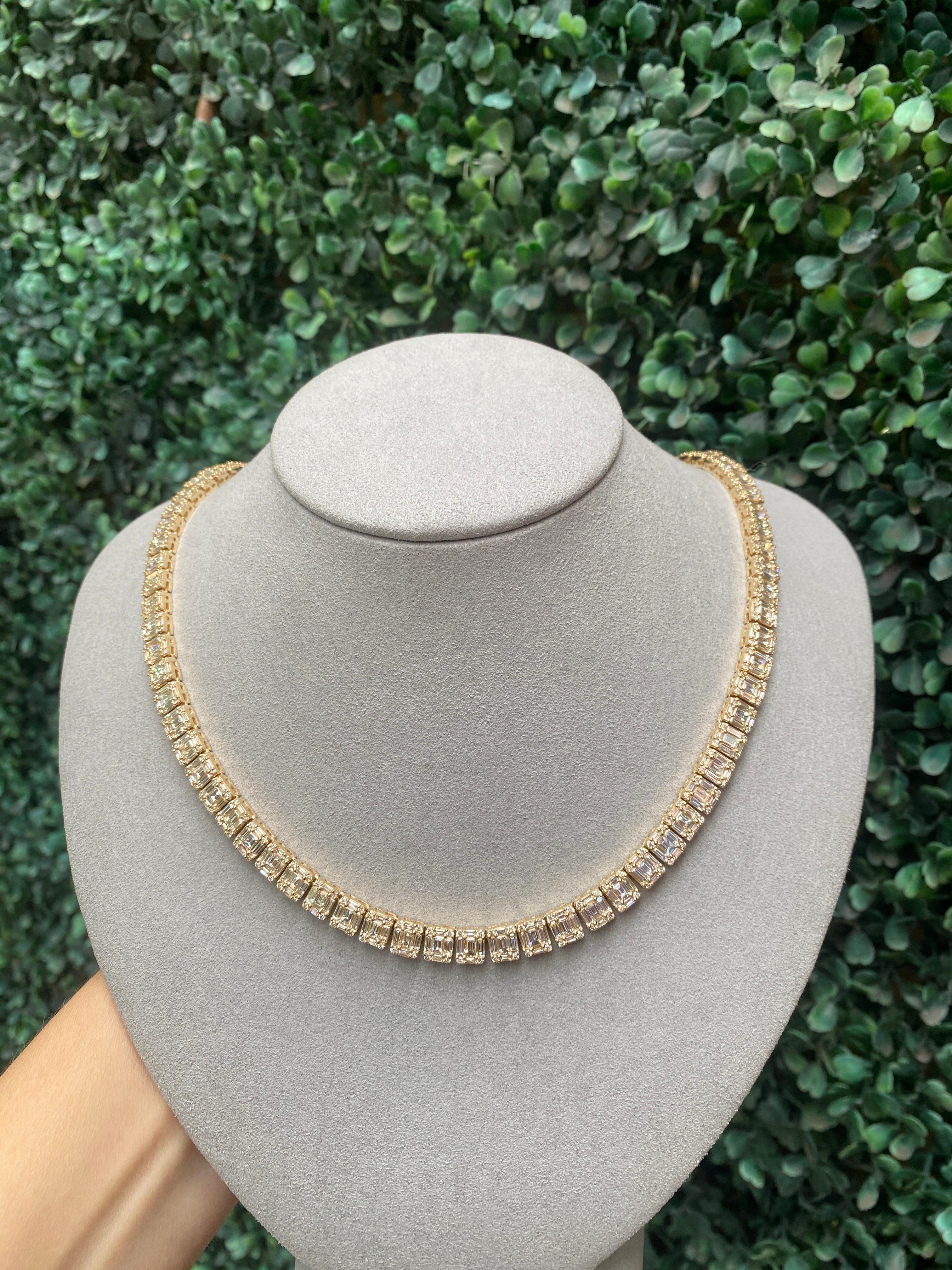 Zwanzig drei Karat Gesamtgewicht Runder & Baguette-Diamant-Tennis-Halskette 6