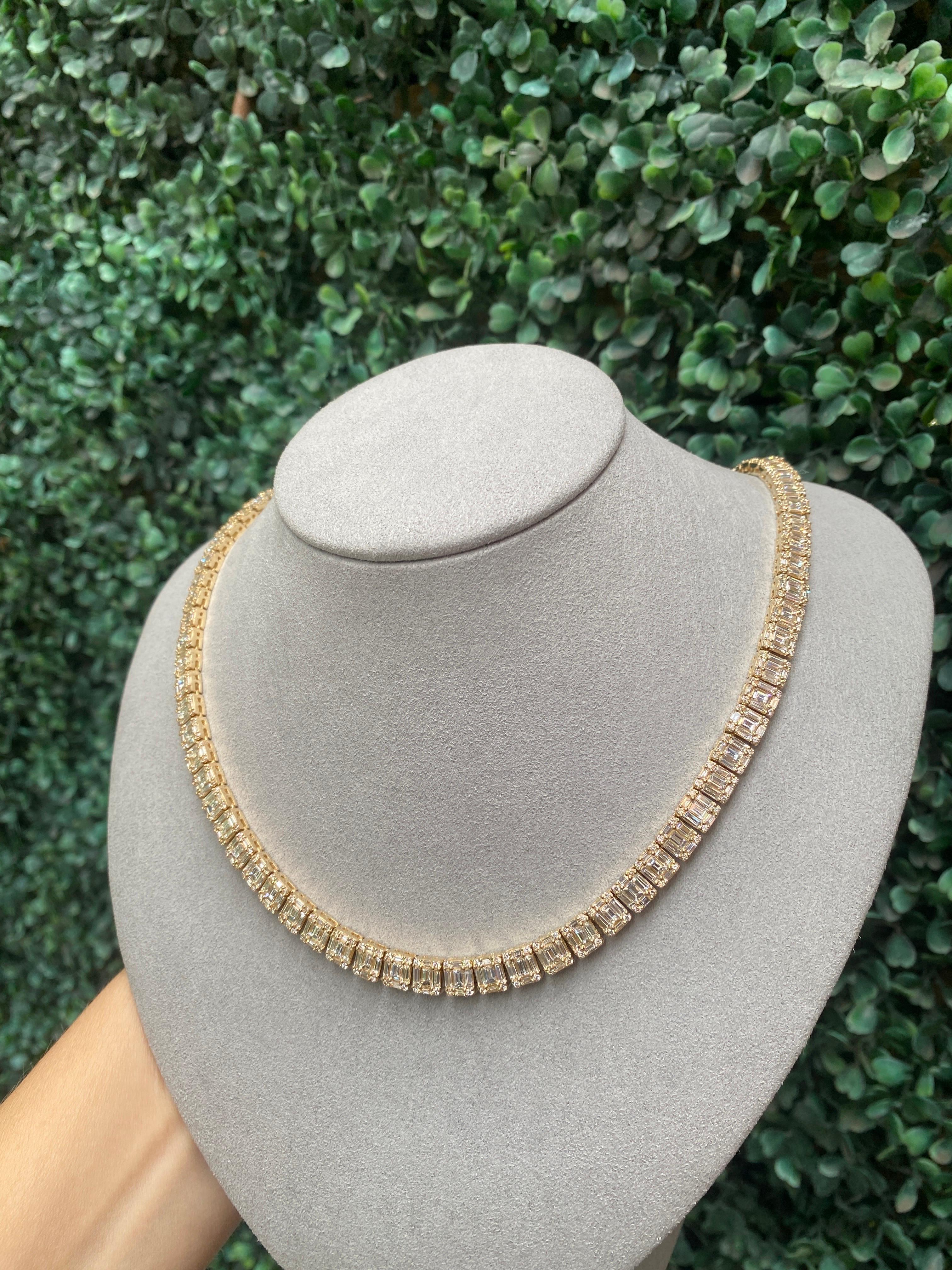 Zwanzig drei Karat Gesamtgewicht Runder & Baguette-Diamant-Tennis-Halskette 7